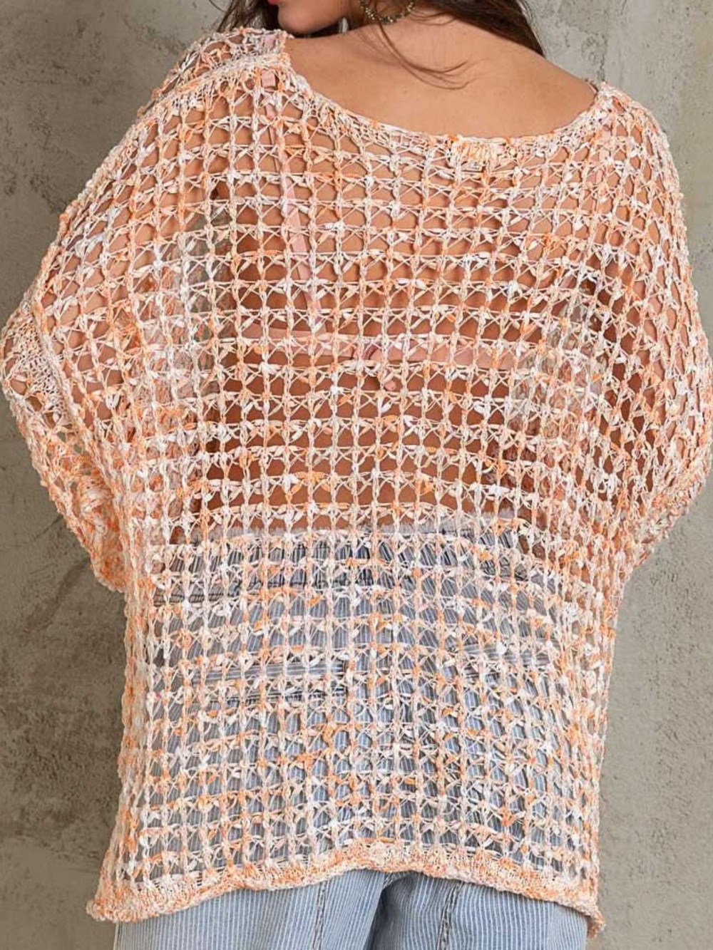 POL Lucky in Love Orange Oversized Crochet Sweater - Picture 2 of 9